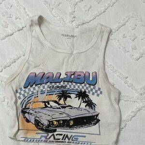 Harlow White Malibu Racing Tank Top